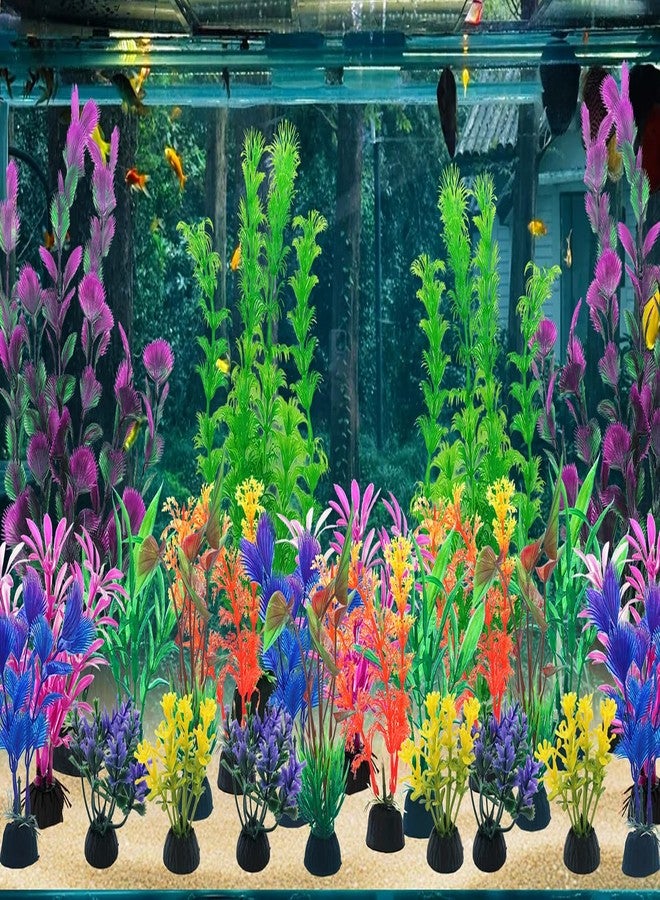 SLOCME 25 Pack Artificial Aquarium Plants Set - Fish Tank Colorful Plants Ornaments Made from Plastic, (2.4-12 inch) - Image 2